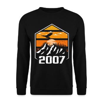 Jubiläum 2007 Jahrgang 2007 Hergestellt im Jahr 2007 - Unisex Pullover - Schwarz - Vorne - Alina (178cm) & Michal (187cm)