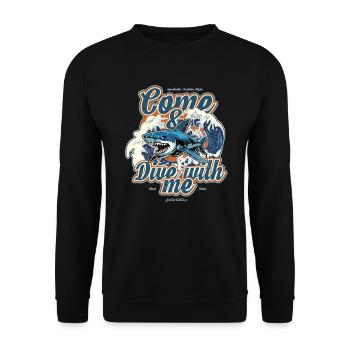 Hai - Komm und tauch mit mir, Tauchen, Aquaholic - Unisex Pullover - Schwarz - Vorne - Alina (178cm) & Michal (187cm)