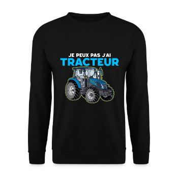 Je peux pas j'ai tracteur - Sweat-shirt Unisexe - noir - Devant - Alina (178cm) & Michal (187cm)