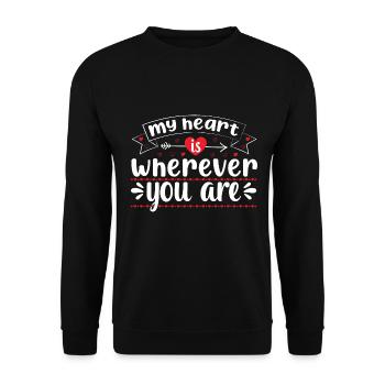 Mon cœur est où que tu sois - Sweat-shirt Unisexe - noir - Devant - Alina (178cm) & Michal (187cm)