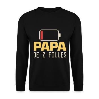 Homme Papa De 2 filles Cadeau Drôle fête des pères - Sweat-shirt Unisexe - noir - Devant - Alina (178cm) & Michal (187cm)
