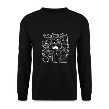 Cute Black Cats Pattern - Unisex Pullover - Schwarz - Vorne - Alina (178cm) & Michal (187cm)