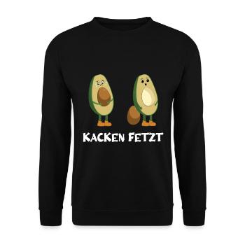 Kacken fetztLustig Avocado Toilette Entspannung - Unisex Pullover - Schwarz - Vorne - Alina (178cm) & Michal (187cm)