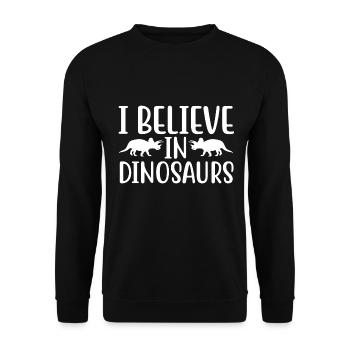 I Believe In Dinosaurs - Unisex Pullover - Schwarz - Vorne - Alina (178cm) & Michal (187cm)