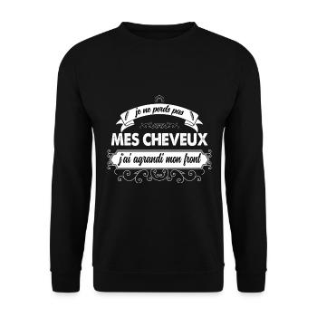 Chauve grand front Idée cadeau famille, papa - Sweat-shirt Unisexe - noir - Devant - Alina (178cm) & Michal (187cm)