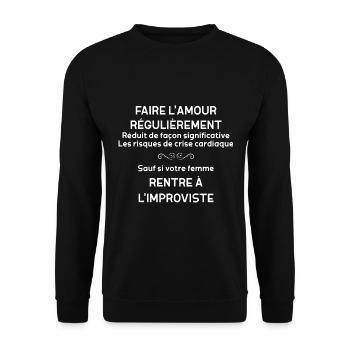 Humour faire l'amour Idée Cadeau Epoux - Sweat-shirt Unisexe - noir - Devant - Alina (178cm) & Michal (187cm)