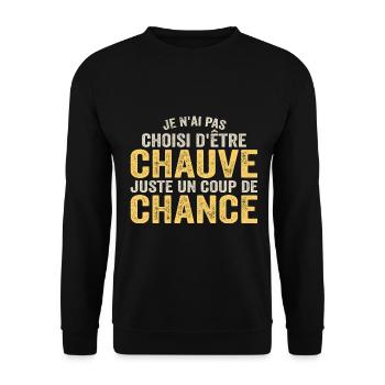 Chauve, Cadeau Citation Humour Calvitie - Sweat-shirt Unisexe - noir - Devant - Alina (178cm) & Michal (187cm)