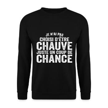 Chauve, Cadeau Citation Humour Calvitie - Sweat-shirt Unisexe - noir - Devant - Alina (178cm) & Michal (187cm)