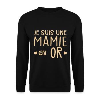 Mamie Fete des Grand Meres Cadeau Grand Mere Mamie - Sweat-shirt Unisexe - noir - Devant - Alina (178cm) & Michal (187cm)