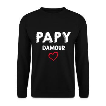 Papy d'amour Cadeau pour fête grand-père - Sweat-shirt Unisexe - noir - Devant - Alina (178cm) & Michal (187cm)