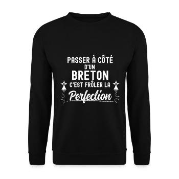 Breton homme parfait - Sweat-shirt Unisexe - noir - Devant - Alina (178cm) & Michal (187cm)