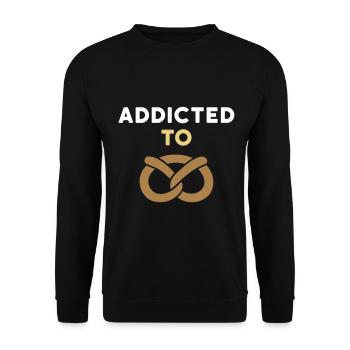 Addicted to pretzel (Brezel) - Unisex Pullover - Schwarz - Vorne - Alina (178cm) & Michal (187cm)