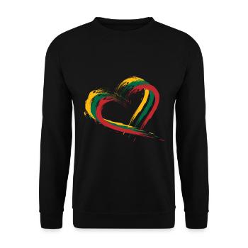 Herz Bürste Flagge Litauens - Unisex Pullover - Schwarz - Vorne - Alina (178cm) & Michal (187cm)