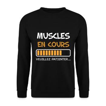 Muscles en cours veuillez patienter humour papa - Sweat-shirt Unisexe - noir - Devant - Alina (178cm) & Michal (187cm)