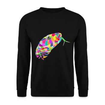 Schlange farbig - Unisex Pullover - Schwarz - Vorne - Alina (178cm) & Michal (187cm)