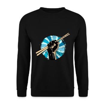 Sticks Musiker Schlagzeug Essstäbchen - Unisex Pullover - Schwarz - Vorne - Alina (178cm) & Michal (187cm)