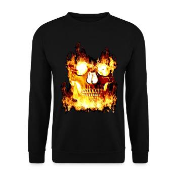 Burning skull - Unisex Sweatshirt - black - Front - Alina (178cm) & Michal (187cm)