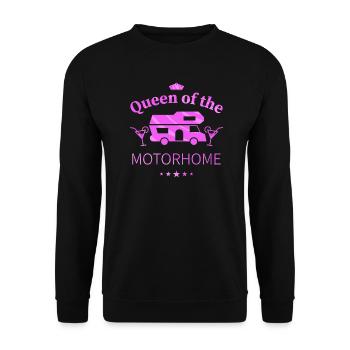 Königin des Wohnmobils - Geschenk für Camping Frau - Unisex Pullover - Schwarz - Vorne - Alina (178cm) & Michal (187cm)