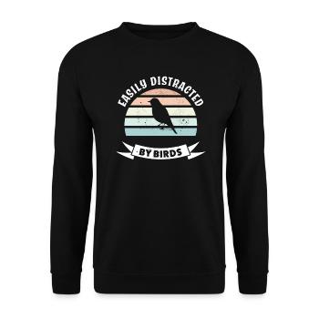 Easily Distracted by Birds - Bird Watching Birder - Unisex Sweatshirt - black - Front - Alina (178cm) & Michal (187cm)