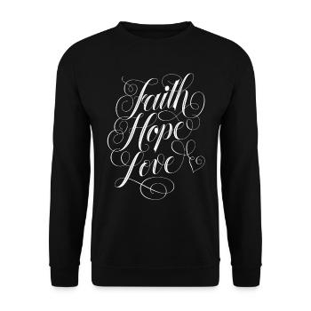 Glaube, Liebe, Hoffnung - Unisex Pullover - Schwarz - Vorne - Alina (178cm) & Michal (187cm)