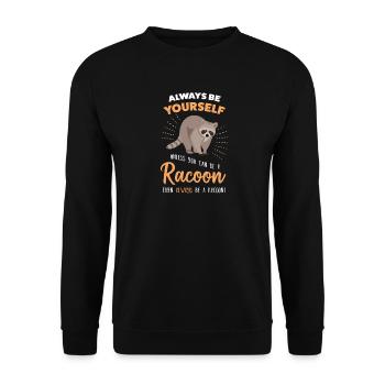 Funny Racoon Lover Gift | Cute Raccoon - Unisex Sweatshirt - black - Front - Alina (178cm) & Michal (187cm)