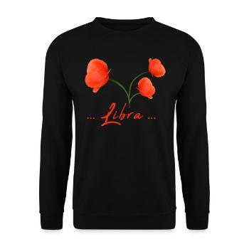 Libra Zodiac Sign Libra Poppy Poppy - Unisex Sweatshirt - black - Front - Alina (178cm) & Michal (187cm)