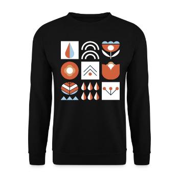 Geometrische Naturgrafik - Unisex Pullover - Schwarz - Vorne - Alina (178cm) & Michal (187cm)