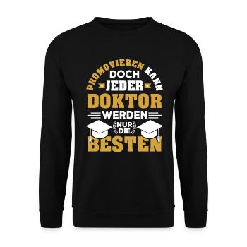 Doktor Arzt Doktortitel Medizin Promotion Geschenk - Unisex Pullover - Schwarz - Vorne - Alina (178cm) & Michal (187cm)