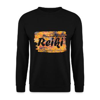 reiki schriftzug e 280 - Unisex Pullover - Schwarz - Vorne - Alina (178cm) & Michal (187cm)