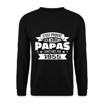 C'est Prouvé Les Meilleurs Papas Sont Nés En 1955 - Sweat-shirt Unisexe - noir - Devant - Alina (178cm) & Michal (187cm)