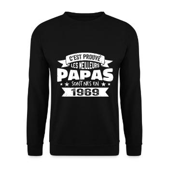 C'est Prouvé Les Meilleurs Papas Sont Nés En 1969 - Sweat-shirt Unisexe - noir - Devant - Alina (178cm) & Michal (187cm)