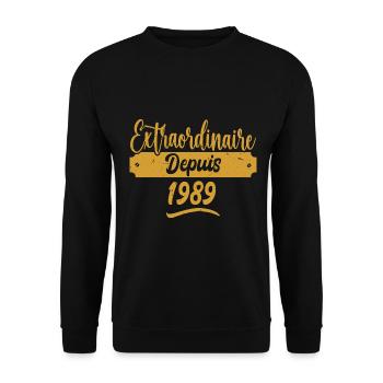 Extraordinaire Depuis 1989 | Cadeau Anniversaire - Sweat-shirt Unisexe - noir - Devant - Alina (178cm) & Michal (187cm)