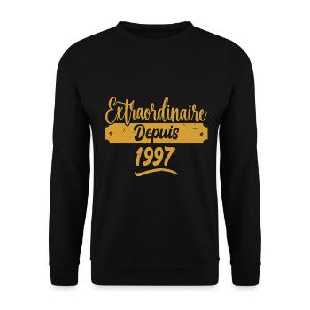 Extraordinaire Depuis 1997 | Cadeau Anniversaire - Sweat-shirt Unisexe - noir - Devant - Alina (178cm) & Michal (187cm)