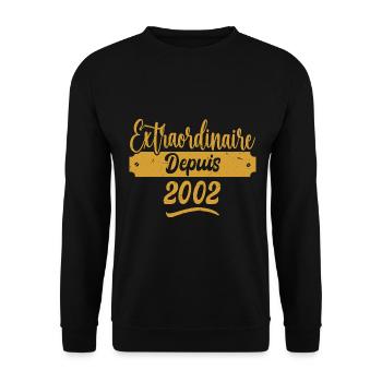 Extraordinaire Depuis 2002 | Cadeau Anniversaire - Sweat-shirt Unisexe - noir - Devant - Alina (178cm) & Michal (187cm)