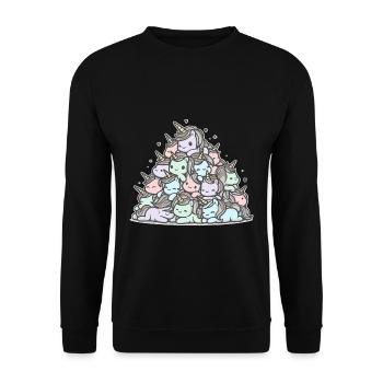 Einhhorn Haufen Lustig - Unisex Pullover - Schwarz - Vorne - Alina (178cm) & Michal (187cm)