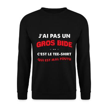 Le t-shirt et le gros bide humour papa gros ventre - Sweat-shirt Unisexe - noir - Devant - Alina (178cm) & Michal (187cm)