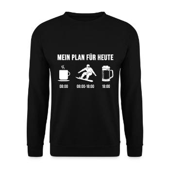 Snowboarder Geschenke Snowboarding Winterurlaub - Unisex Pullover - Schwarz - Vorne - Alina (178cm) & Michal (187cm)