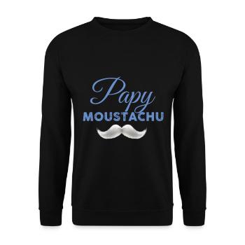 Papy moustachu Grand-Père Moustache Humour - Sweat-shirt Unisexe - noir - Devant - Alina (178cm) & Michal (187cm)