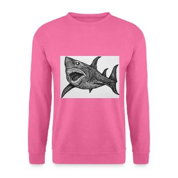 Dessin animé requin - Sweat-shirt Unisexe - rose - Devant