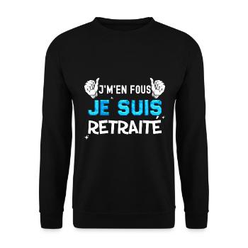J'M'En Fous Je Suis Retraité - Sweat-shirt Unisexe - noir - Devant - Alina (178cm) & Michal (187cm)