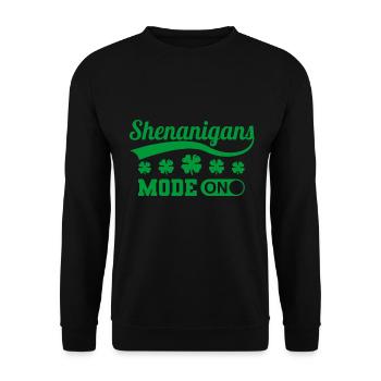 Shenanigans Mode On Happy St Patrick's Day Clover - Unisex Sweatshirt - black - Front - Alina (178cm) & Michal (187cm)