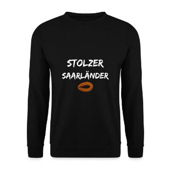 Stolzer Saarländer Lyoner Geschenk Geschenkidee - Unisex Pullover - Schwarz - Vorne - Alina (178cm) & Michal (187cm)