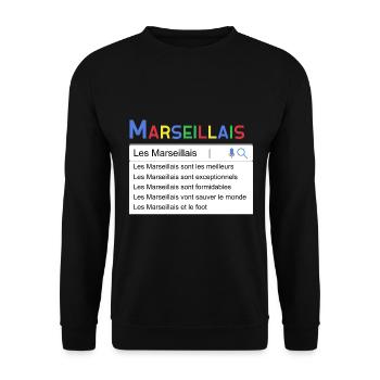 Marseillais Moteur De Recherche Humour Marseille - Sweat-shirt Unisexe - noir - Devant - Alina (178cm) & Michal (187cm)