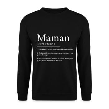 Définition de Maman | Fête des Mères - Sweat-shirt Unisexe - noir - Devant - Alina (178cm) & Michal (187cm)