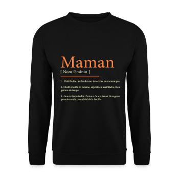 Définition de Maman | Fête des Mères - Sweat-shirt Unisexe - noir - Devant - Alina (178cm) & Michal (187cm)