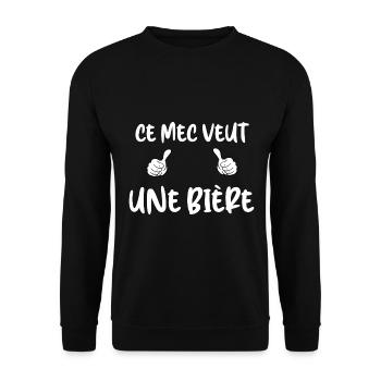 Ce mec veut une biere humour drole biere - Sweat-shirt Unisexe - noir - Devant - Alina (178cm) & Michal (187cm)