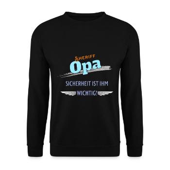 Opa Sheriff Großvater Geschenkidee Opi - Unisex Pullover - Schwarz - Vorne - Alina (178cm) & Michal (187cm)