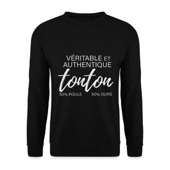 Tonton ours et poule - Sweat-shirt Unisexe - noir - Devant - Alina (178cm) & Michal (187cm)