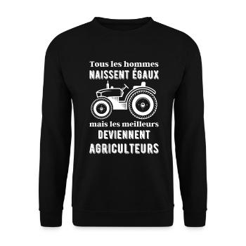 Tous les hommes meilleurs deviennent agriculteurs - Sweat-shirt Unisexe - noir - Devant - Alina (178cm) & Michal (187cm)