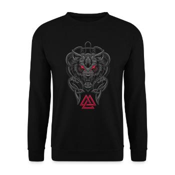 Fenrir Wolf - Viking Symbol - Valknut - Unisex Pullover - Schwarz - Vorne - Alina (178cm) & Michal (187cm)